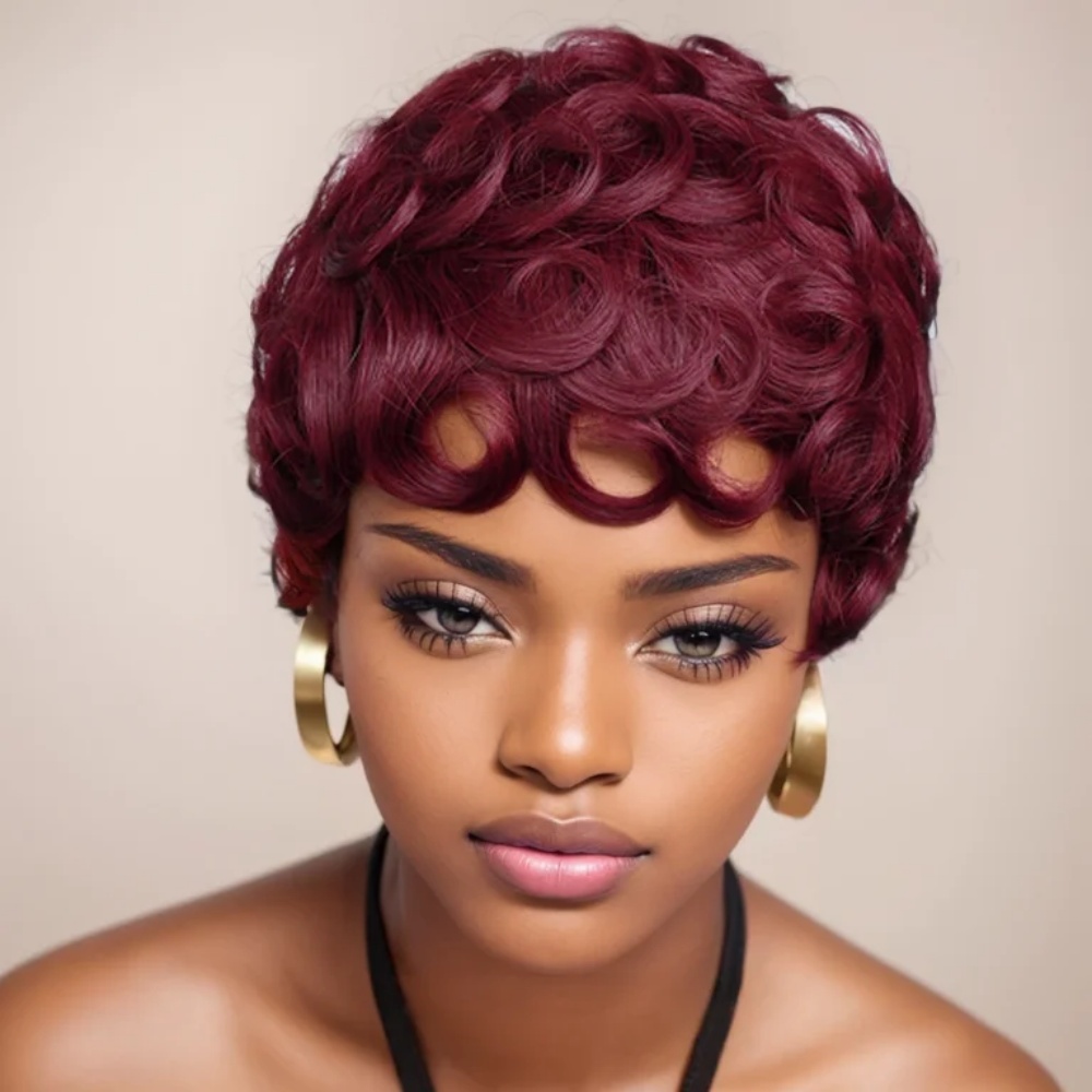 Short Pixie Cut Wig Human Hair Cheap - 99J Pixie Cut Wig Human Hair
