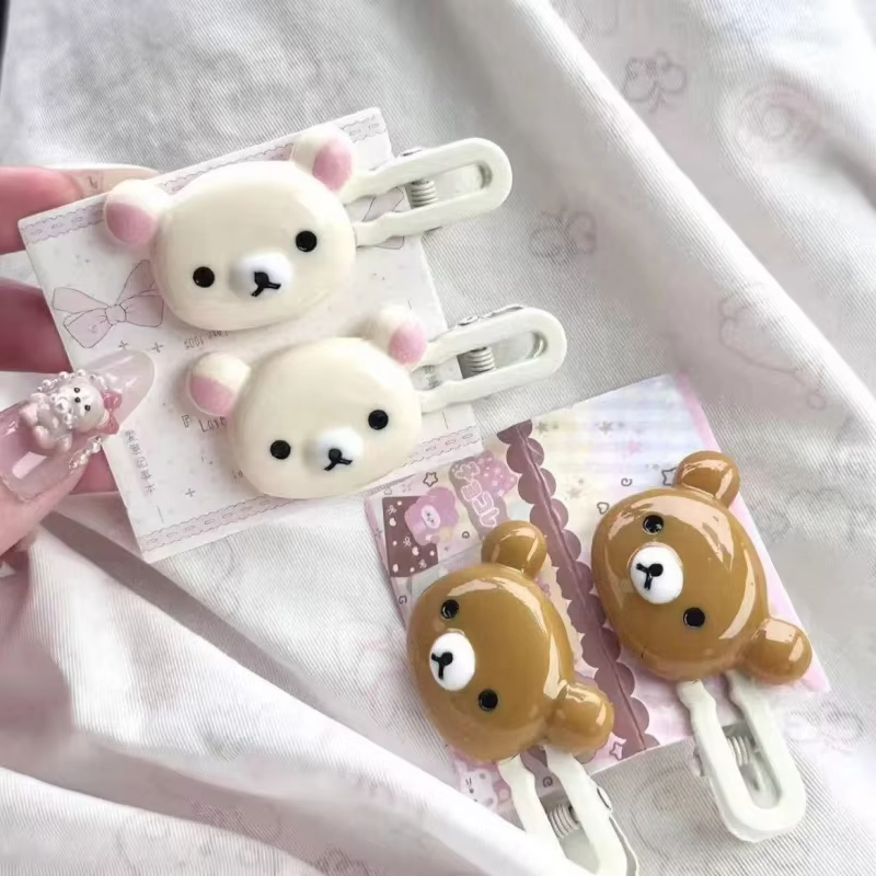 Hair Clips - Cute Bear Hairpins Set Preppy Headdress