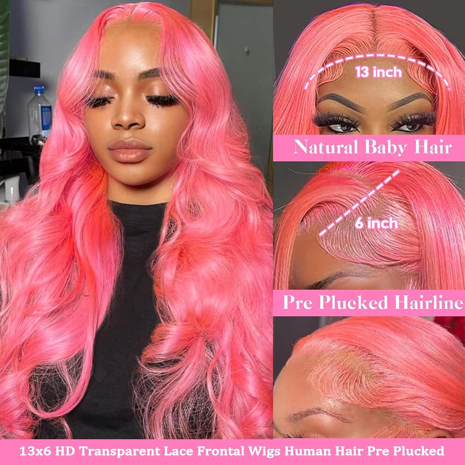 Pink Lace Front Wigs Human Hai - огляд і ціна Hd Lace Frontal Wig Human Hair Pre Plucked