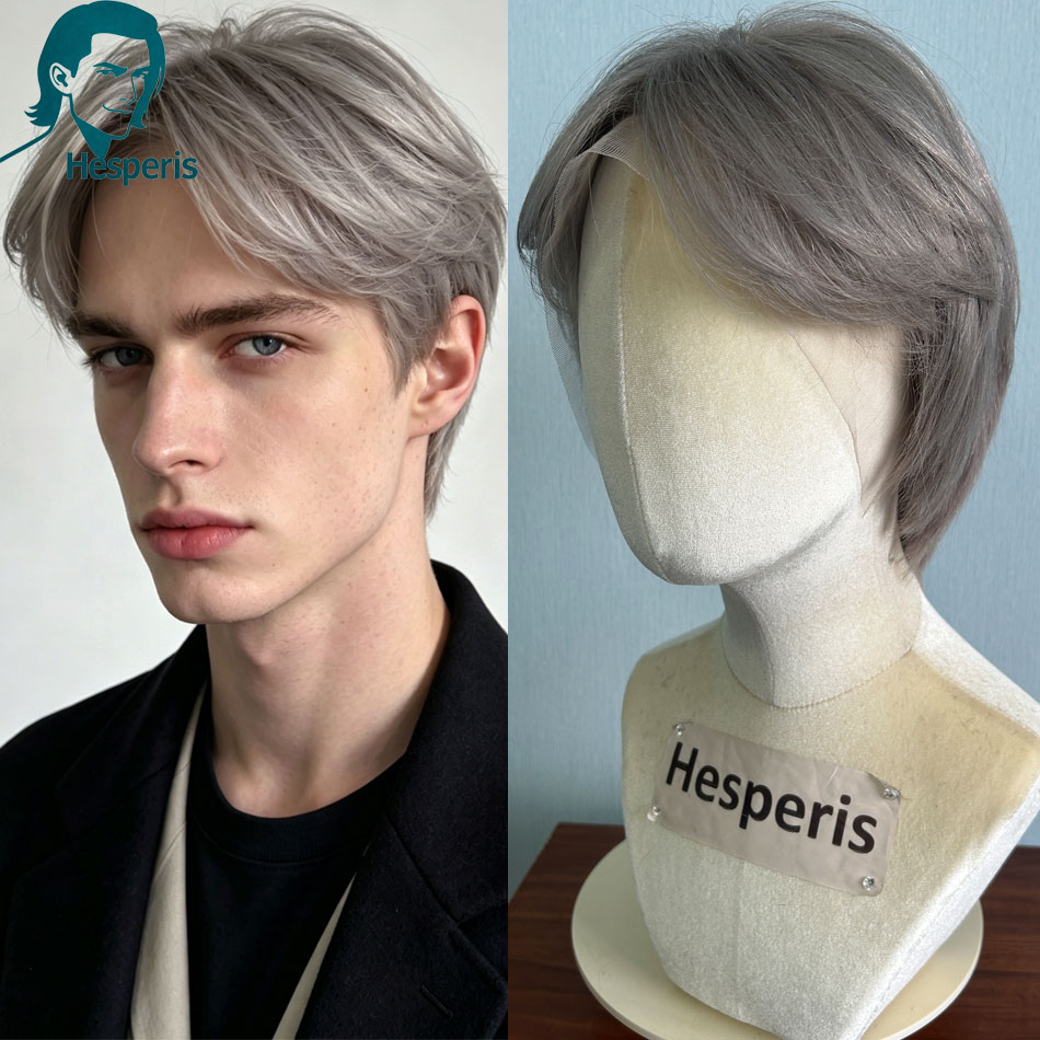 Hesperis Brazilian Remy Grey C - огляд і ціна Pre Parted 13X4 Lace Front Bob Wig