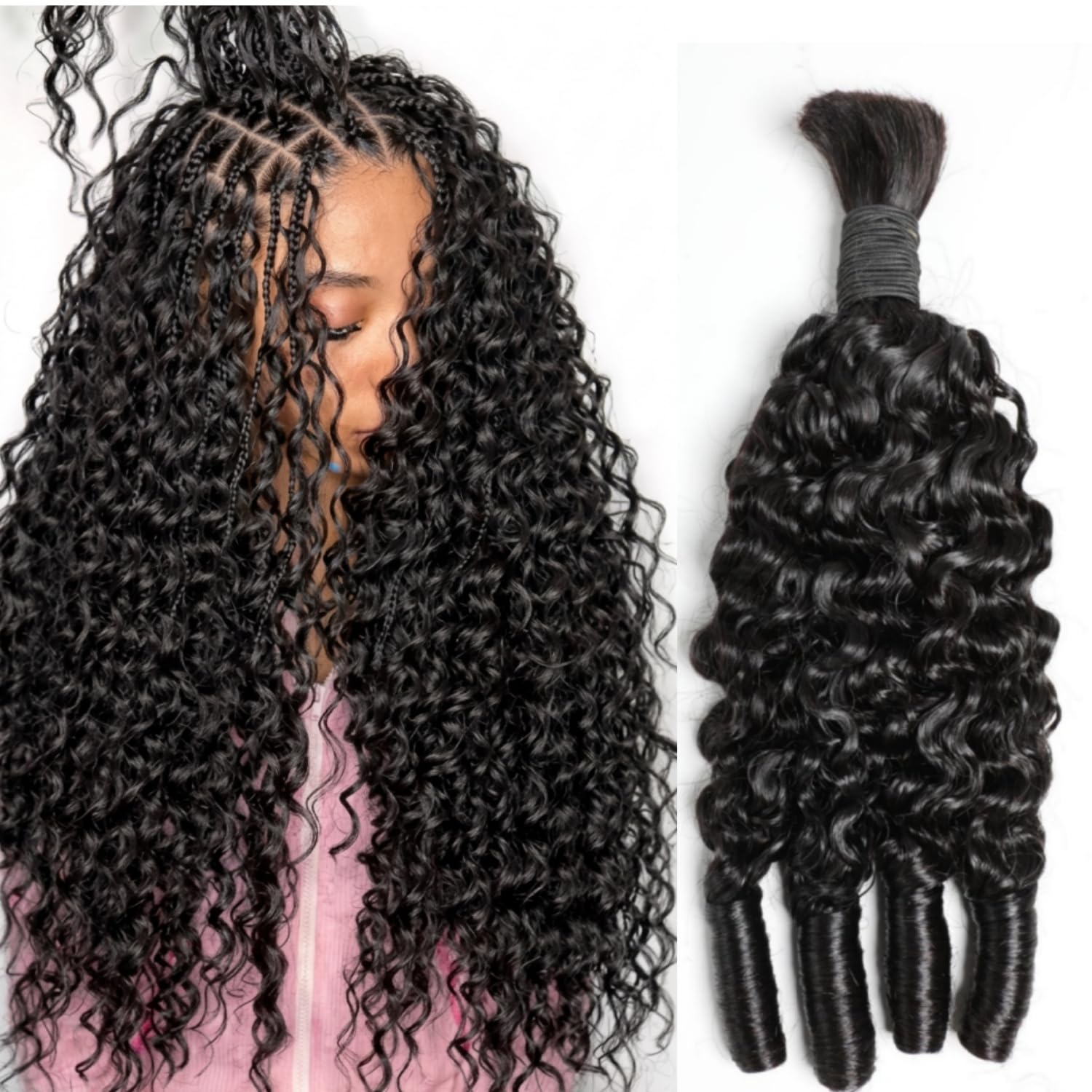 Human Braiding Hair For Boho B - огляд і ціна Water Wave Bulk Human Hair For Braiding