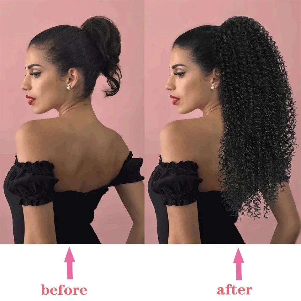 Long Kinky Curly Drawstring Po - огляд і ціна Drawstring Afro Curly Puff Ponytail