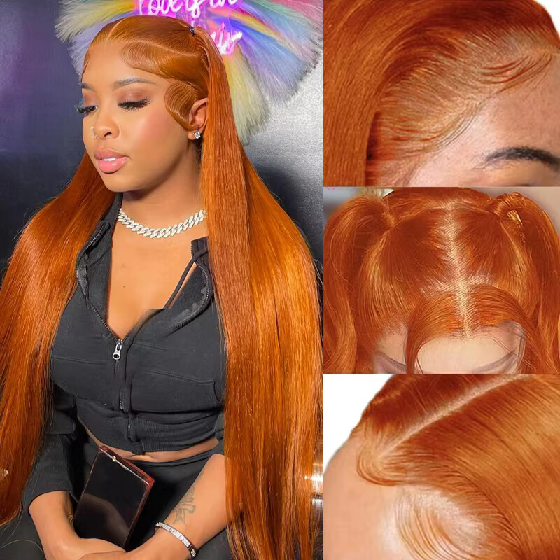 34 Inch Orange Ginger Lace Fro - огляд і ціна Glueless Wear And Go Human Hair Wig