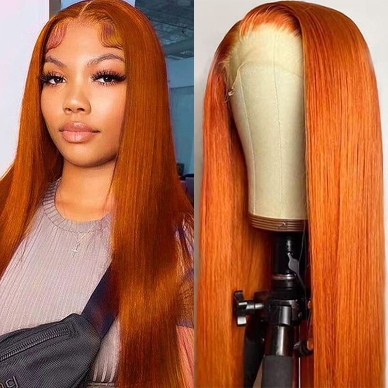 34 Inch Orange Ginger Lace Fro - огляд і ціна Glueless Wear And Go Human Hair Wig