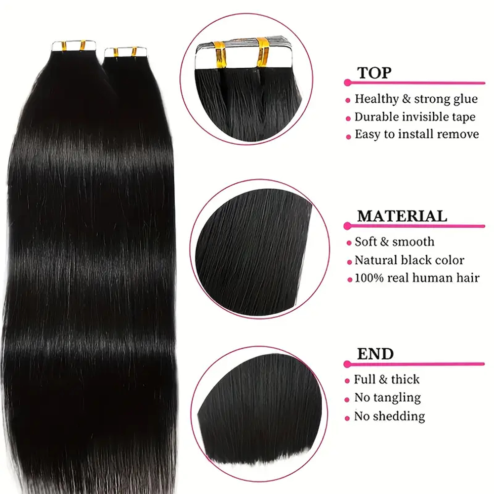 Tape in Hair Extensions Straig - огляд і ціна Invisible Tape In Extensions Real Hair