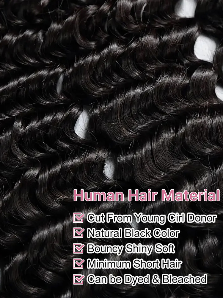 250 Density Deep Wave 4x4 Lace - огляд і ціна Water Wave Bulk Human Hair For Braiding
