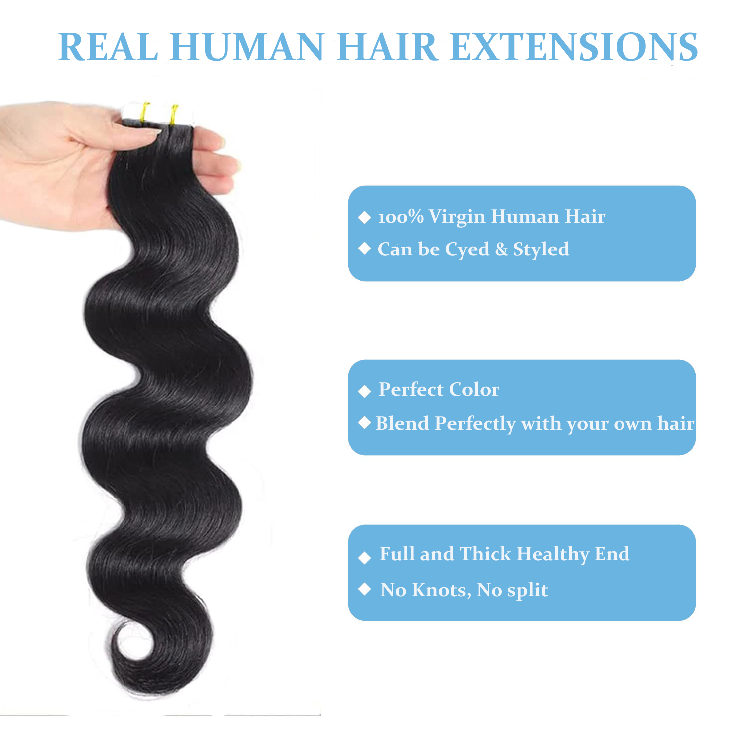 Long Body Wave Tape in Human H - огляд і ціна Invisible Tape In Extensions Real Hair