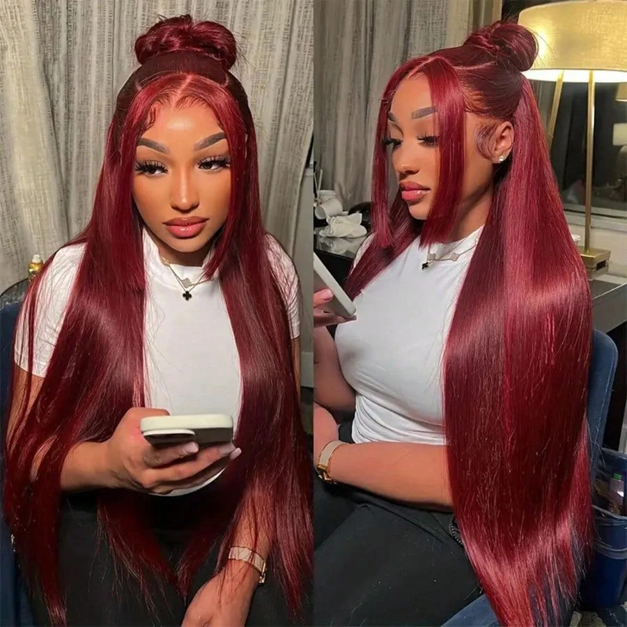 200 Density 99J Burgundy 13X6  - огляд і ціна Hd Lace Frontal Wig Human Hair Pre Plucked