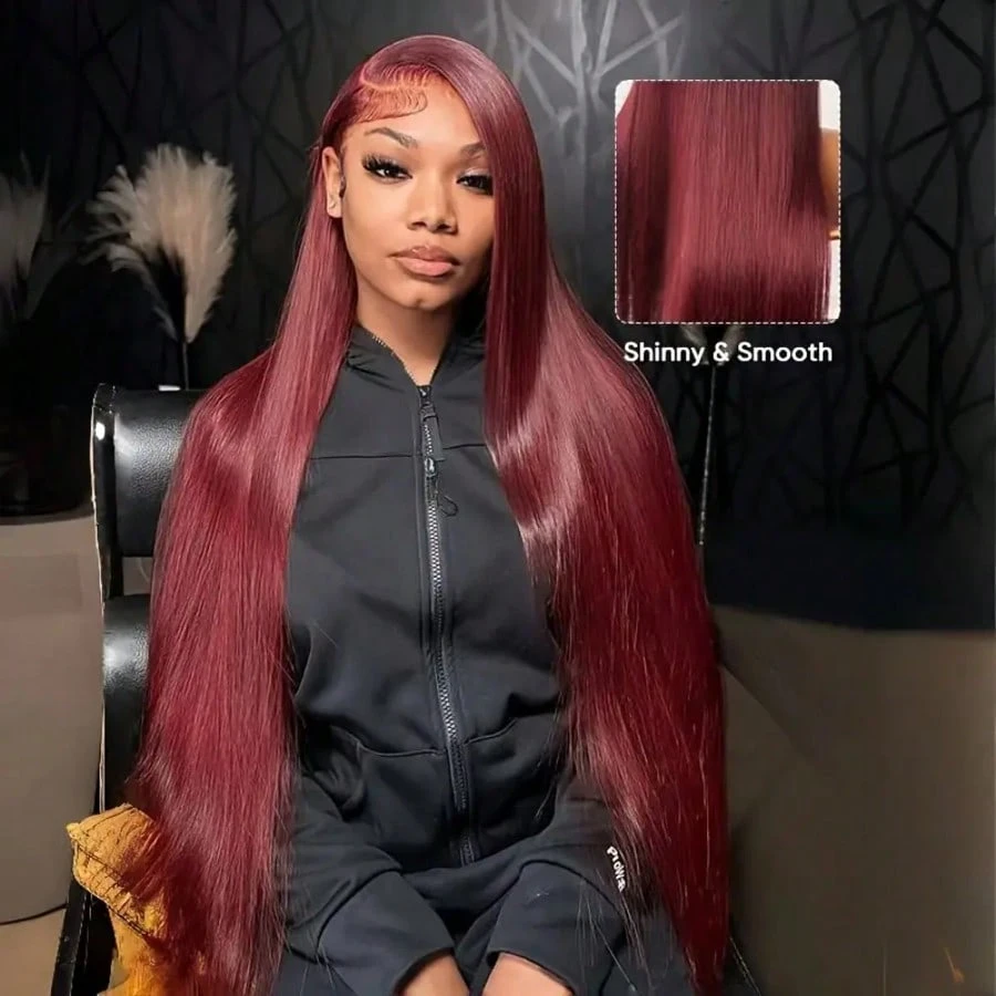 200 Density 99J Burgundy 13X6  - огляд і ціна Hd Lace Frontal Wig Human Hair Pre Plucked