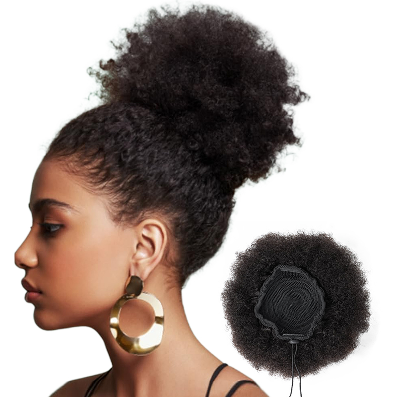 100% Human Hair 8 Inch Short A - огляд і ціна Drawstring Afro Curly Puff Ponytail