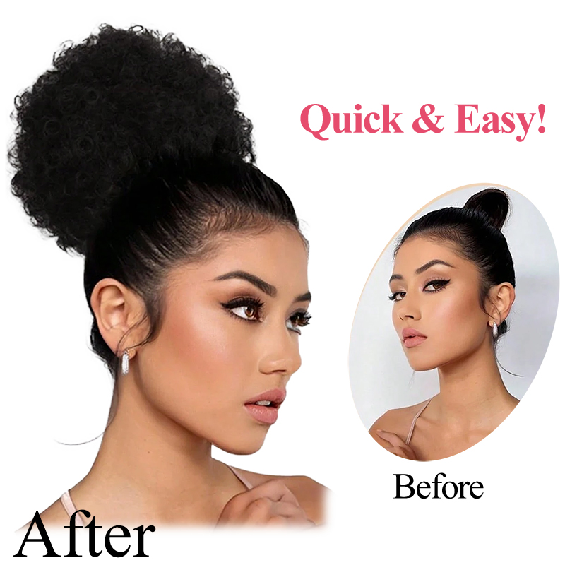 100% Human Hair 8 Inch Short A - огляд і ціна Drawstring Afro Curly Puff Ponytail
