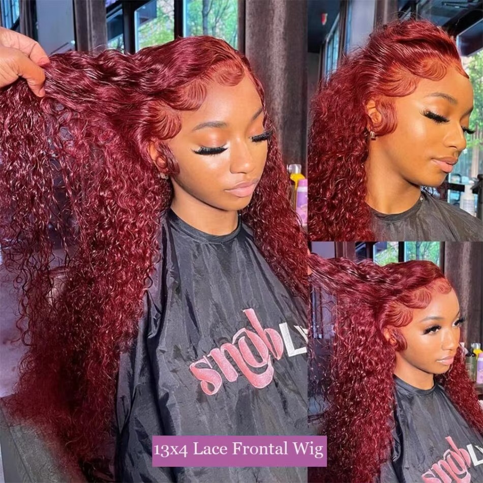 Deep Wave Human Hair Wigs 99J  - огляд і ціна Hd Lace Frontal Wig Human Hair Pre Plucked