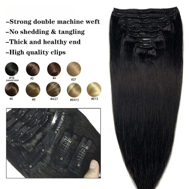 Natural Straight Clip In Human - огляд і ціна Seamless Clip In Hair Extensions Human Hair
