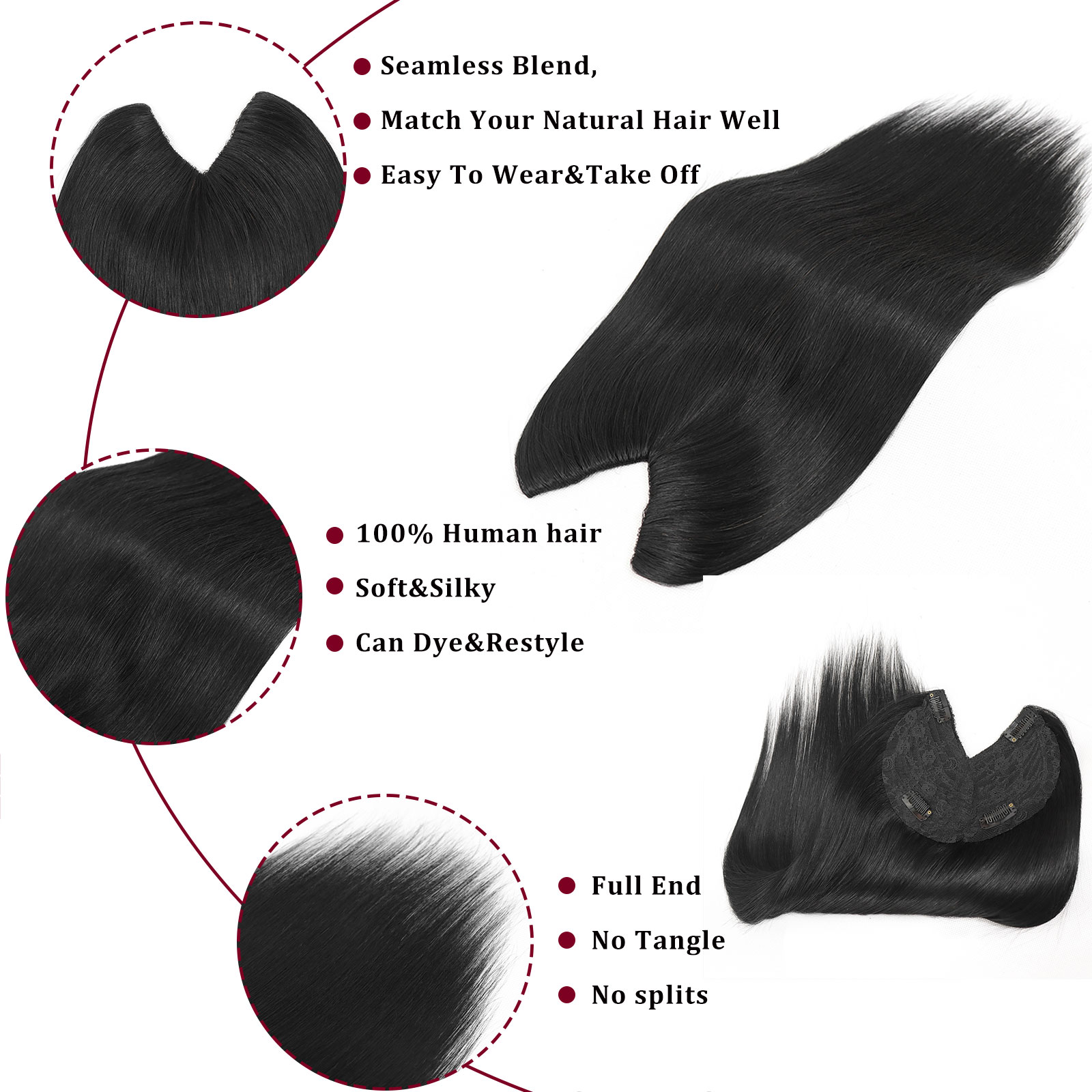 V Shape Clip In Human Hair Ext - огляд і ціна Seamless Clip In Hair Extensions Human Hair