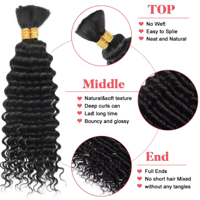 Loose Bulk Human Hair Deep Wat - огляд і ціна Water Wave Bulk Human Hair For Braiding