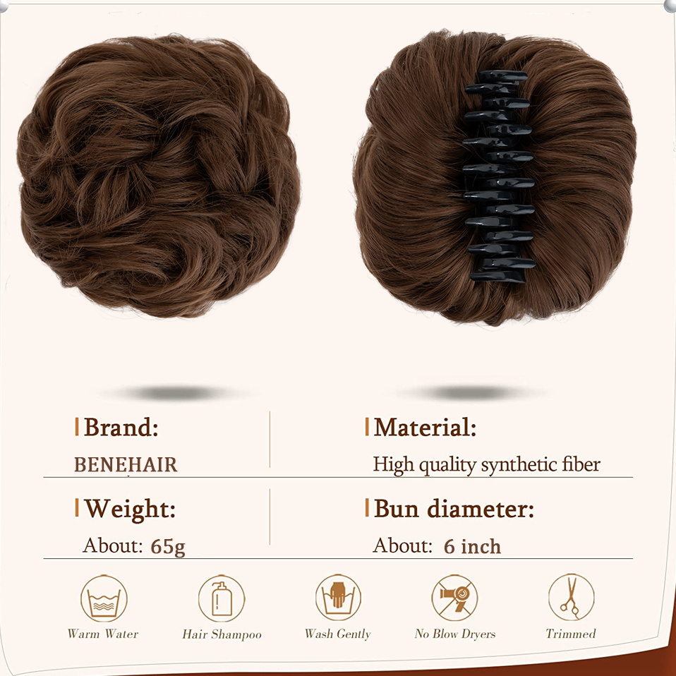 Benehair Messy Hair Bun Synthe - огляд і ціна Claw Clip Messy Bun Hair Piece