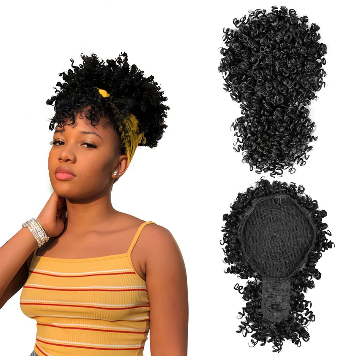 Afro Puff Synthetic Drawstring - огляд і ціна Drawstring Afro Curly Puff Ponytail