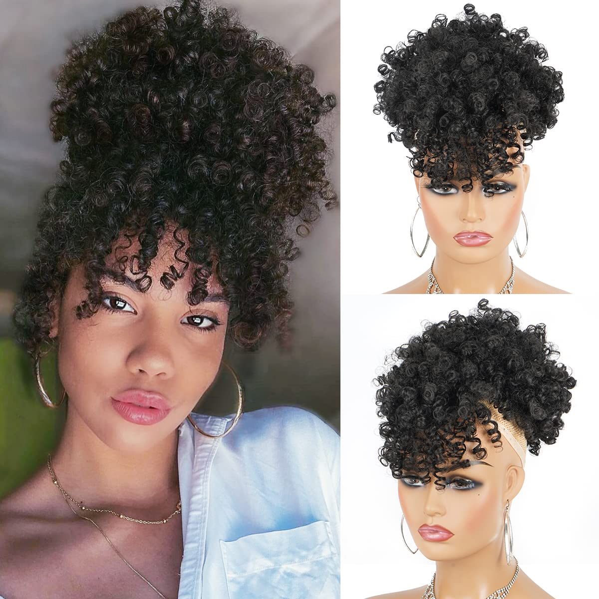 Afro Puff Synthetic Drawstring - огляд і ціна Drawstring Afro Curly Puff Ponytail