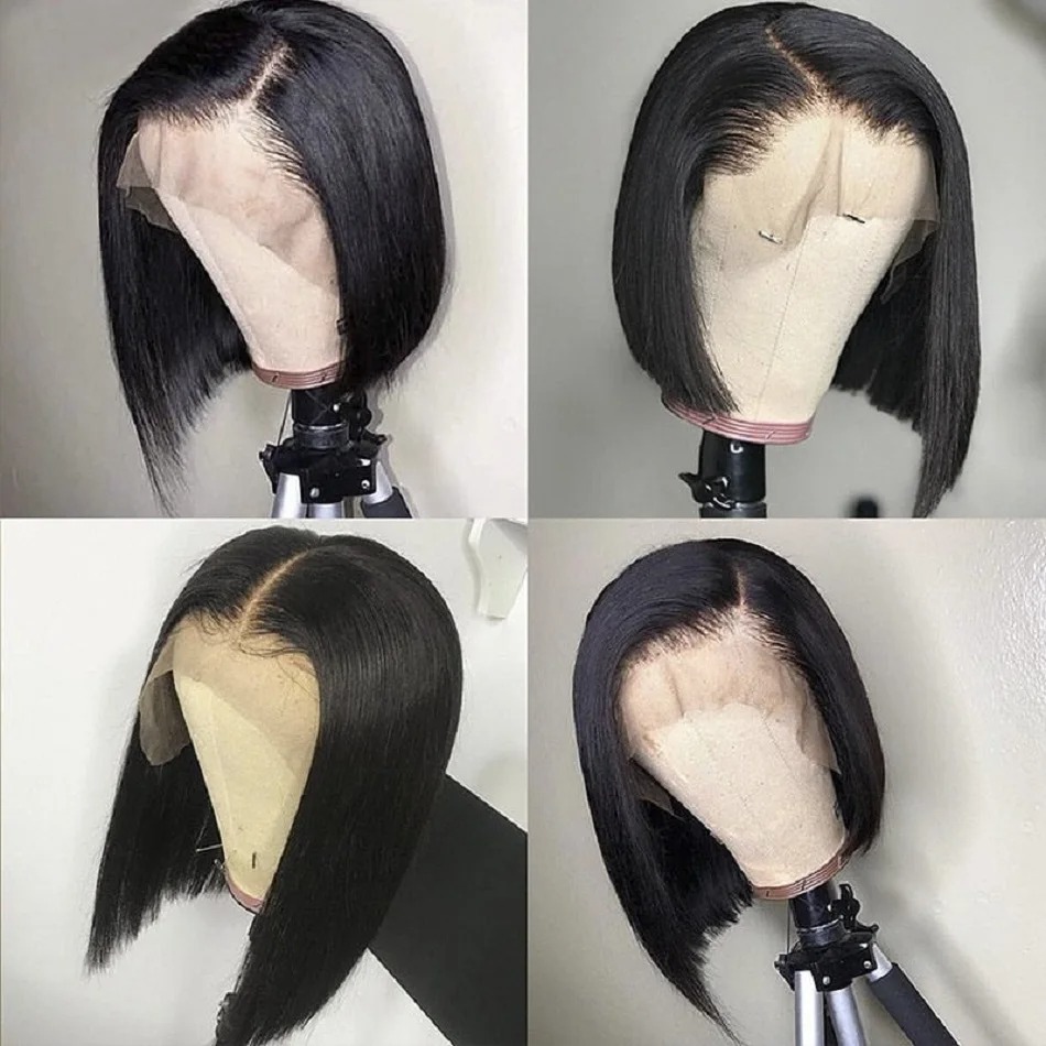 Black Wig Short Lace Front Wig - огляд і ціна Pre Parted 13X4 Lace Front Bob Wig
