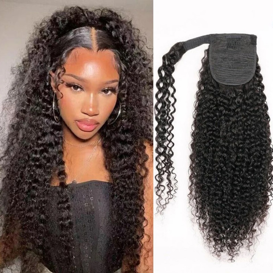 Kinky Curly Human Hair Ponytai - огляд і ціна Seamless Clip In Hair Extensions Human Hair