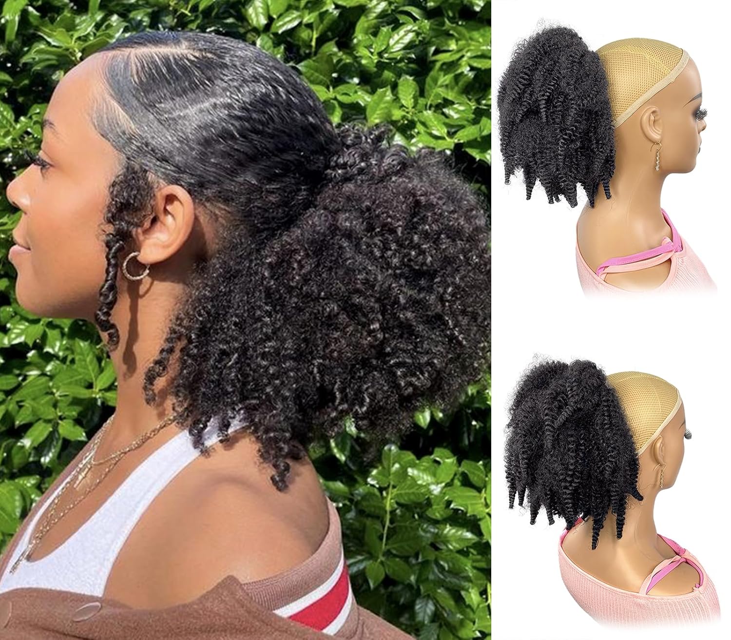 12inch Short Marley Hair Draws - огляд і ціна Drawstring Afro Curly Puff Ponytail