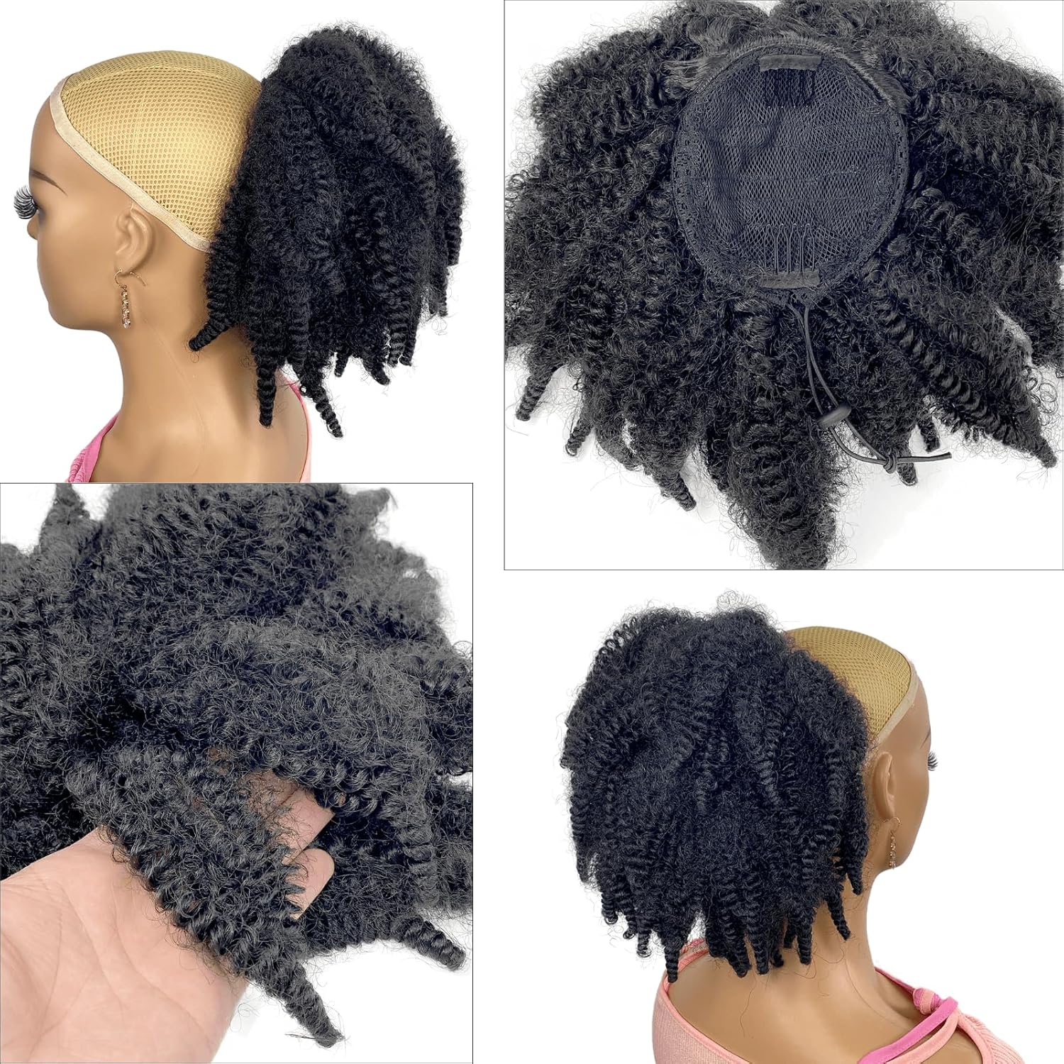 12inch Short Marley Hair Draws - огляд і ціна Drawstring Afro Curly Puff Ponytail