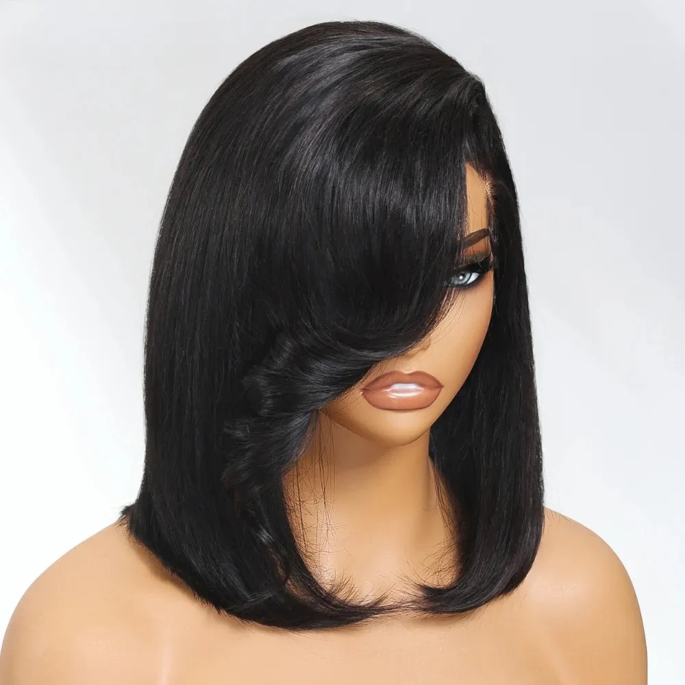 Black Short Bob Straight Lace  - огляд і ціна Pre Parted 13X4 Lace Front Bob Wig