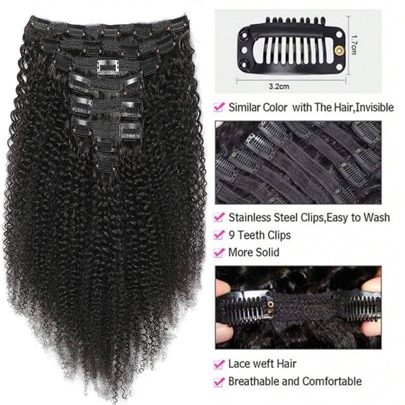 Afro Human Hair Clip In Extens - огляд і ціна Seamless Clip In Hair Extensions Human Hair