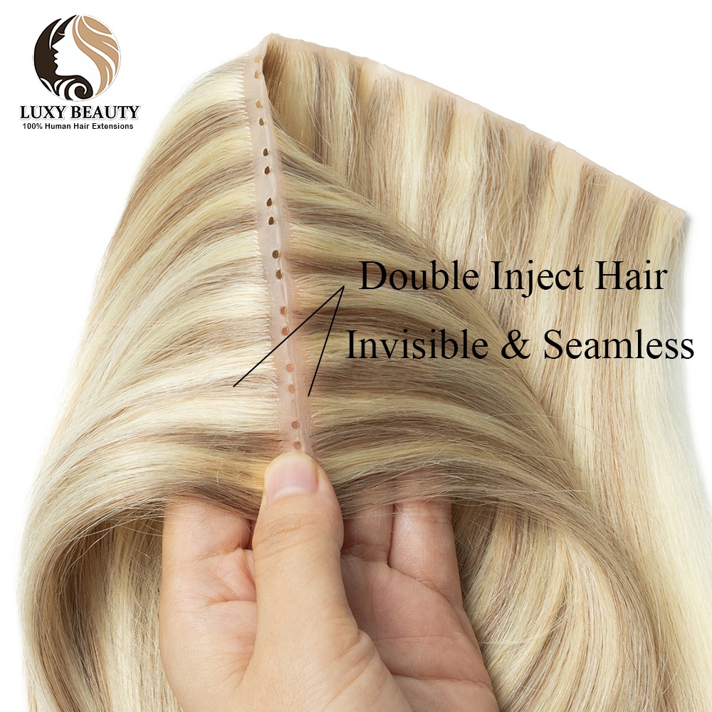 Blonde injected Hole Weft Huma - огляд і ціна Invisible Tape In Extensions Real Hair