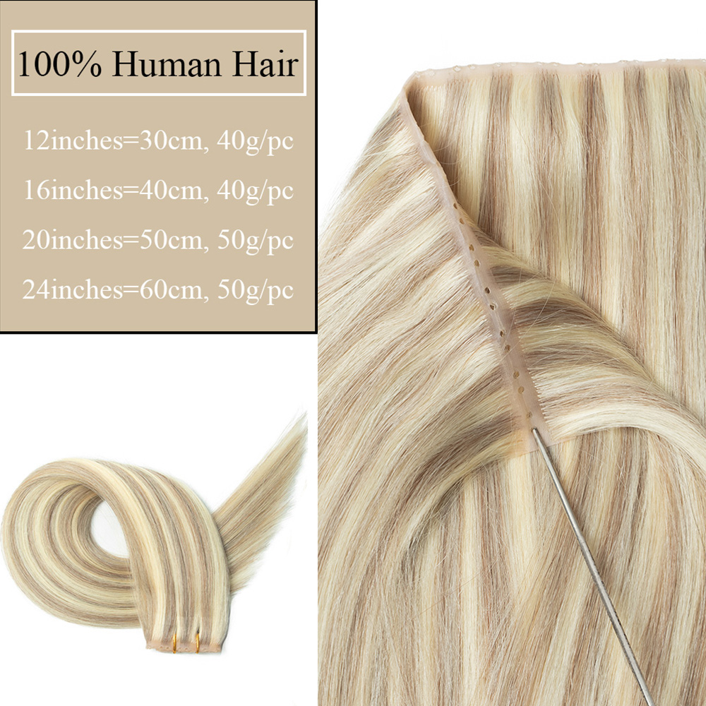 Blonde injected Hole Weft Huma - огляд і ціна Invisible Tape In Extensions Real Hair