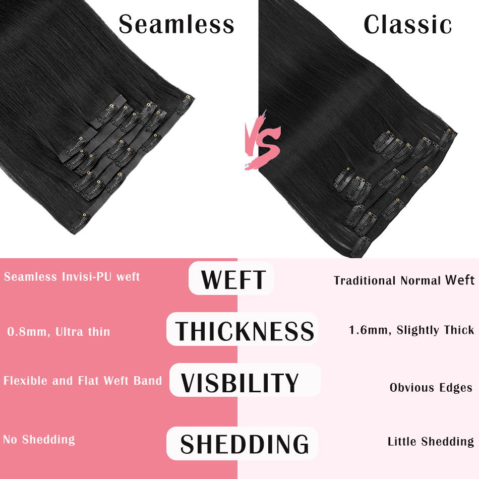 Seamless Clip in Hair Extensio - огляд і ціна Seamless Clip In Hair Extensions Human Hair