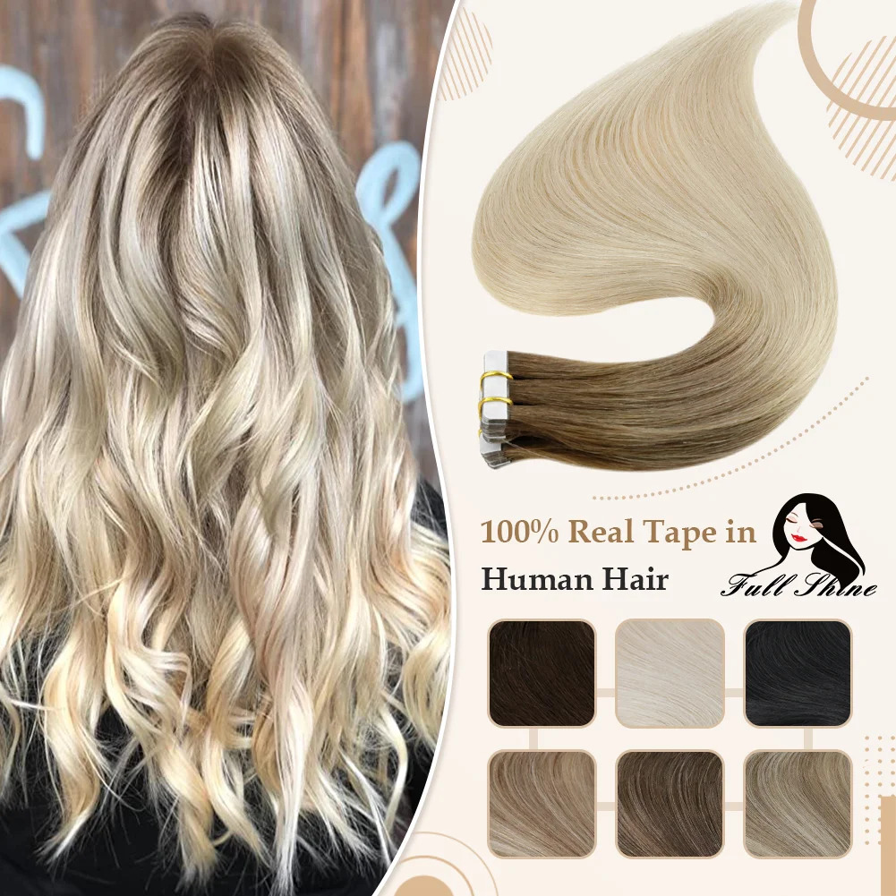 Full Shine Omber Tape in Hair  - огляд і ціна Invisible Tape In Extensions Real Hair