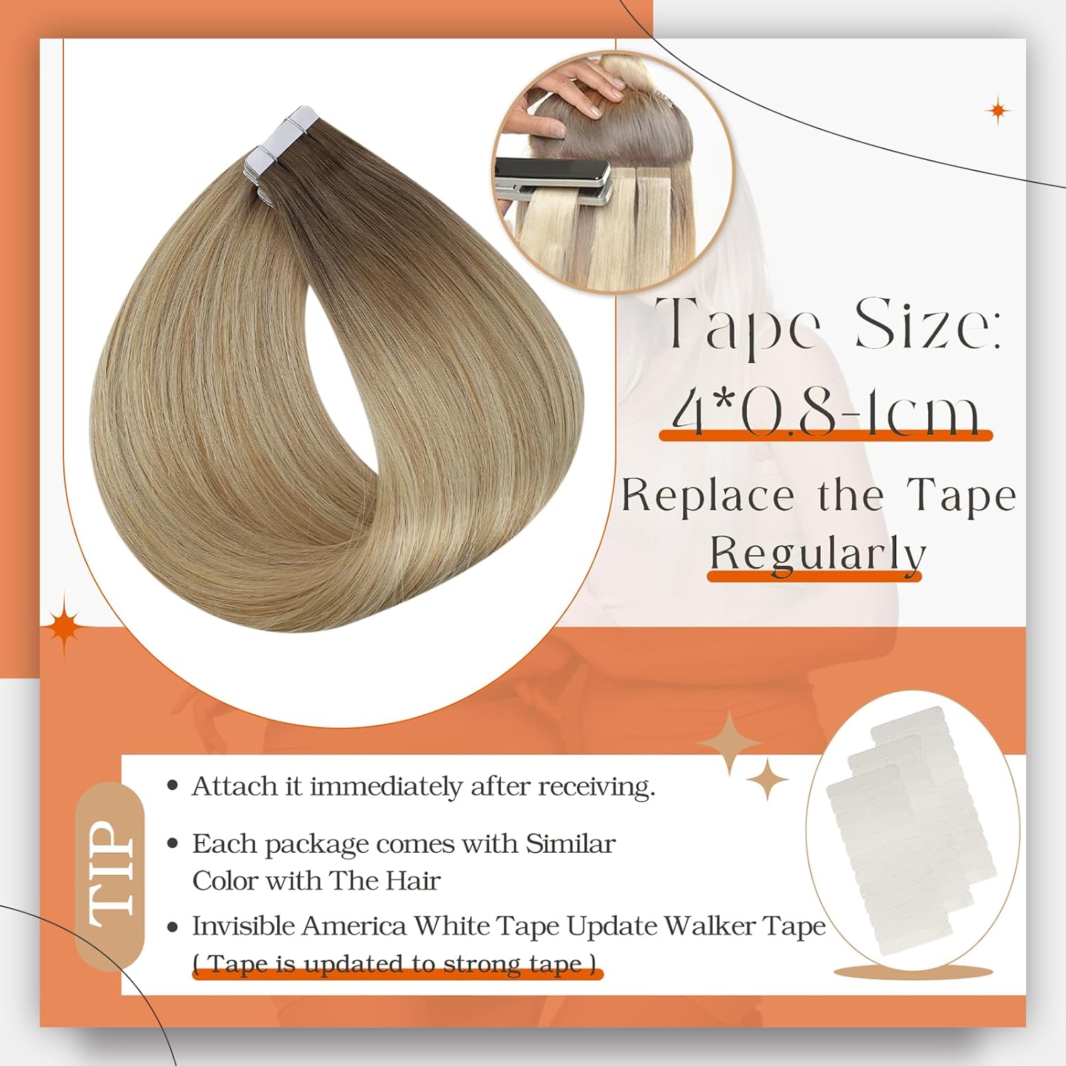 Full Shine Omber Tape in Hair  - огляд і ціна Invisible Tape In Extensions Real Hair