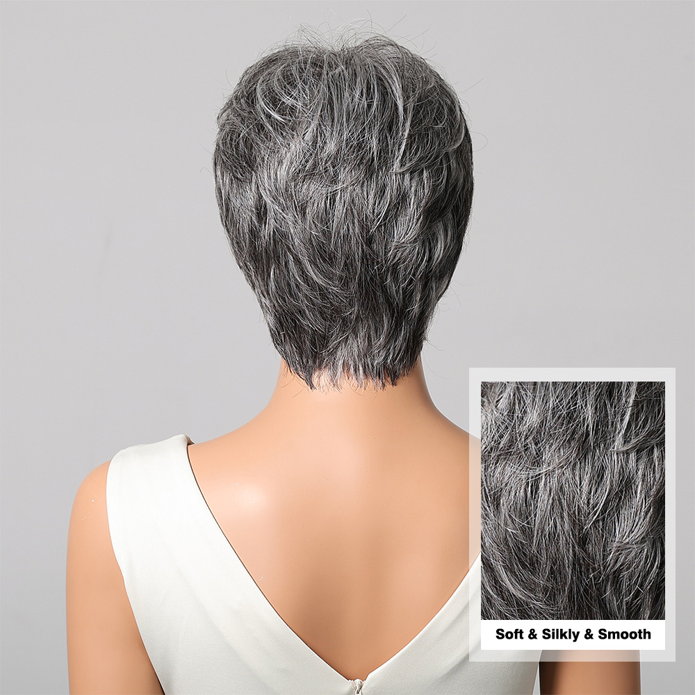 Short Pixie Cut Grey Human Hai - огляд і ціна Short Pixie Cut Wig Human Hair Cheap