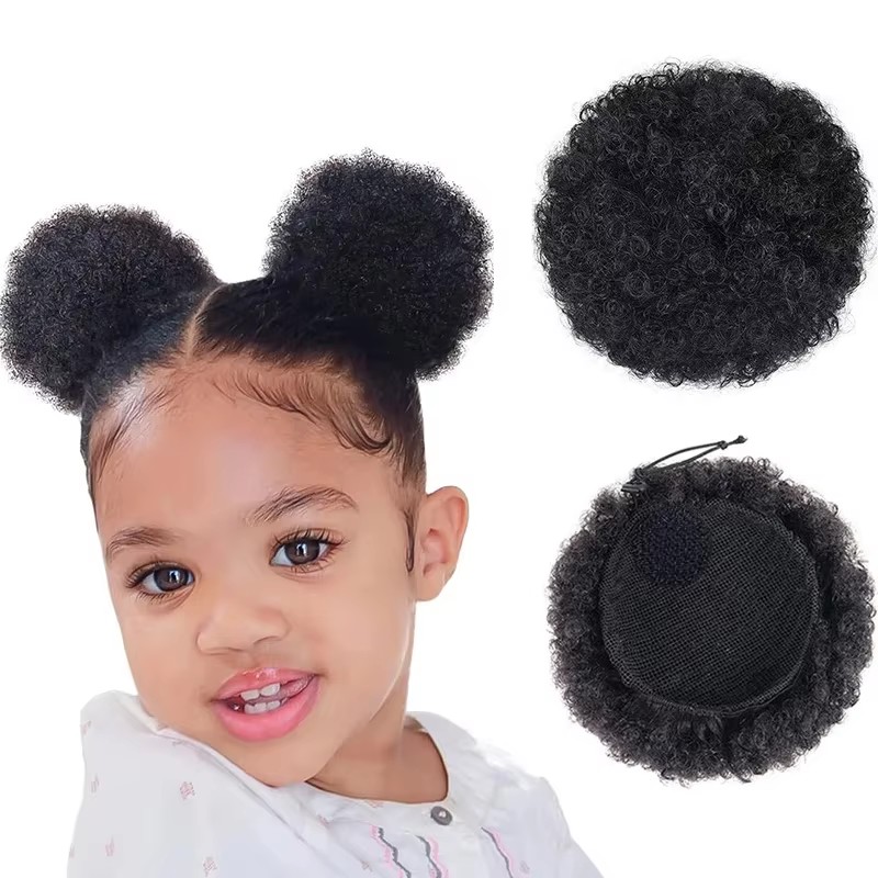1PC/Pack Kids Hair Puff Natura - огляд і ціна Drawstring Afro Curly Puff Ponytail
