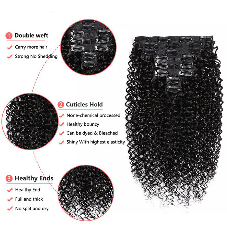 Kinky Curly Clip In Human Hair - огляд і ціна Seamless Clip In Hair Extensions Human Hair