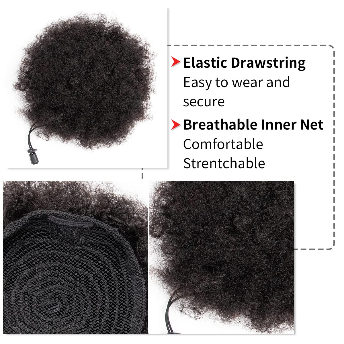 Afro Kinky Puffs 100% Human Ha - огляд і ціна Drawstring Afro Curly Puff Ponytail