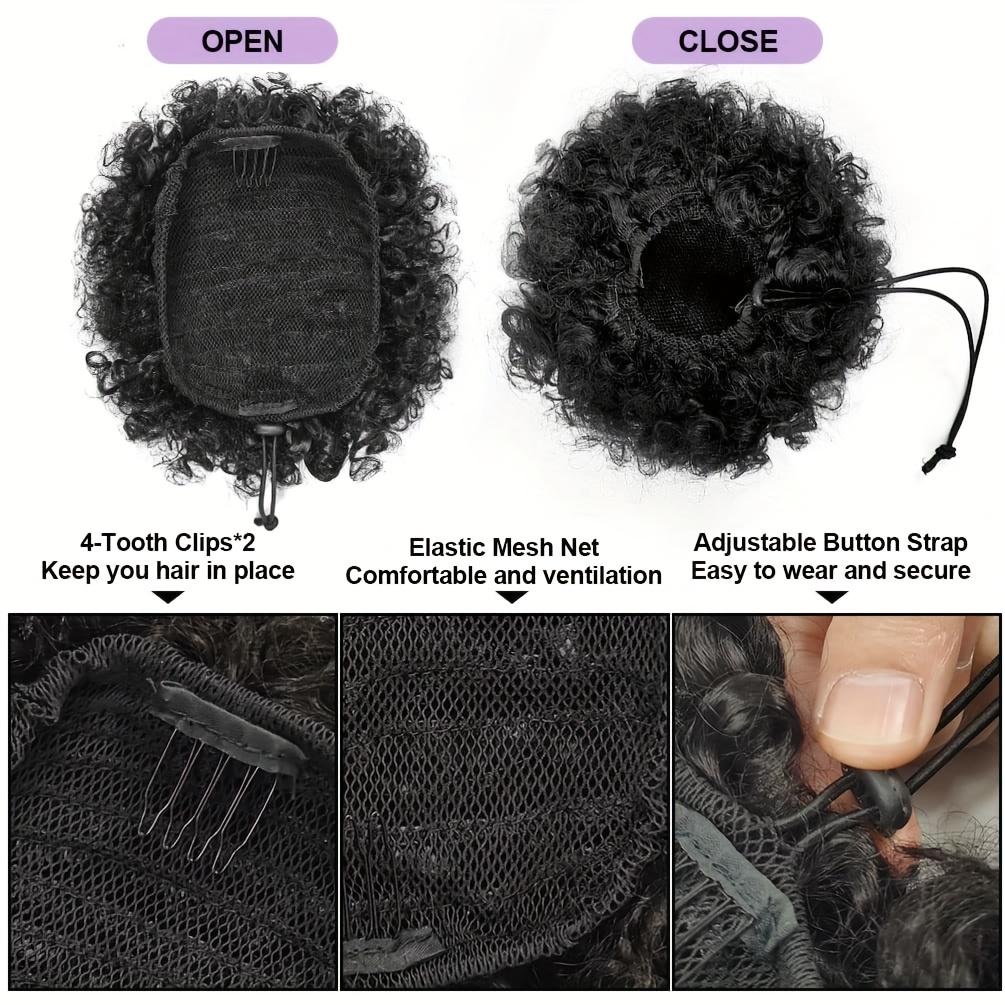 Afro Kinky Puffs 100% Human Ha - огляд і ціна Drawstring Afro Curly Puff Ponytail